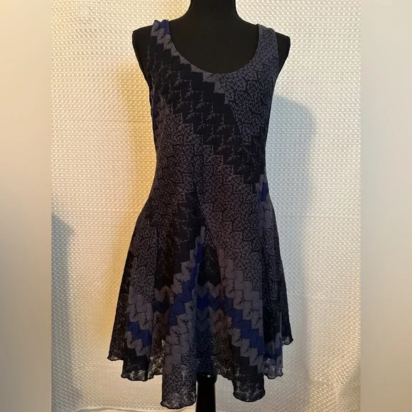 Free People My One & Only Mini Dress (GUC; Blue/Black; Sz. Large) - Picture 1 of 7